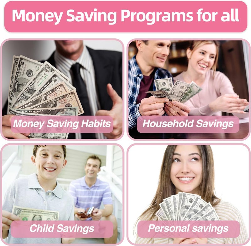 gusutide 100 Envelope Savings Challenge Binder, Money Saving Binder with Cash Envelopes, from 30 Days to 52 Weeks, to Save $500,$5,050 and $10,000, back to school supplies,gift for children (sparkling pink) - Image 5